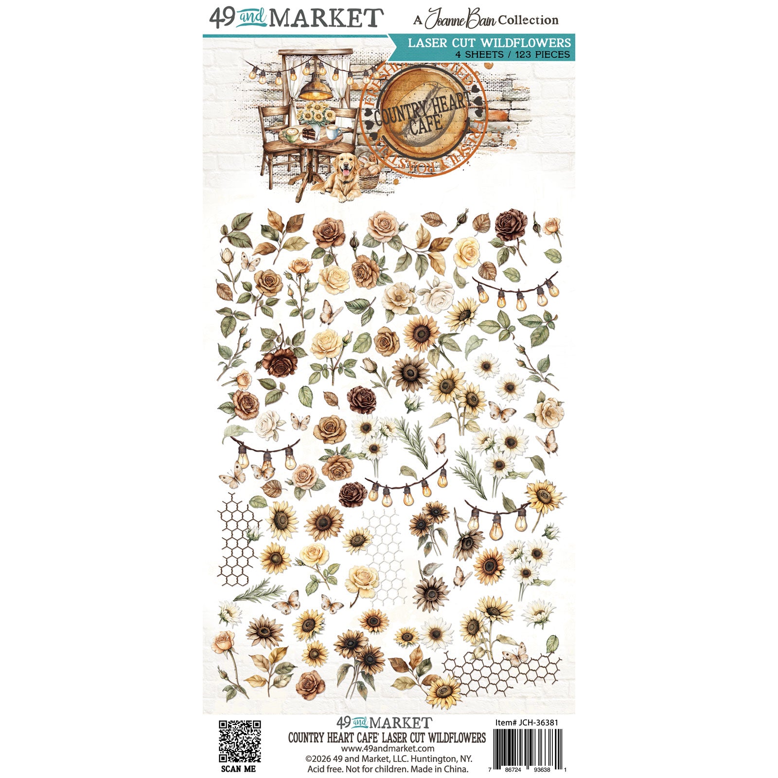 49 and Market Country Heart Cafe Laser Cut Wildflowers jch-36381