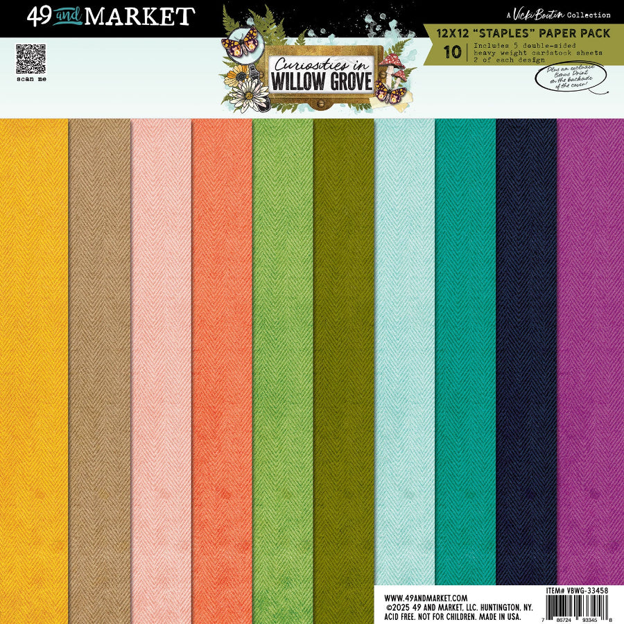 49 and Market Curiosities in Willow Grove 12 x 12 Staples Paper Pack vbwg-33458