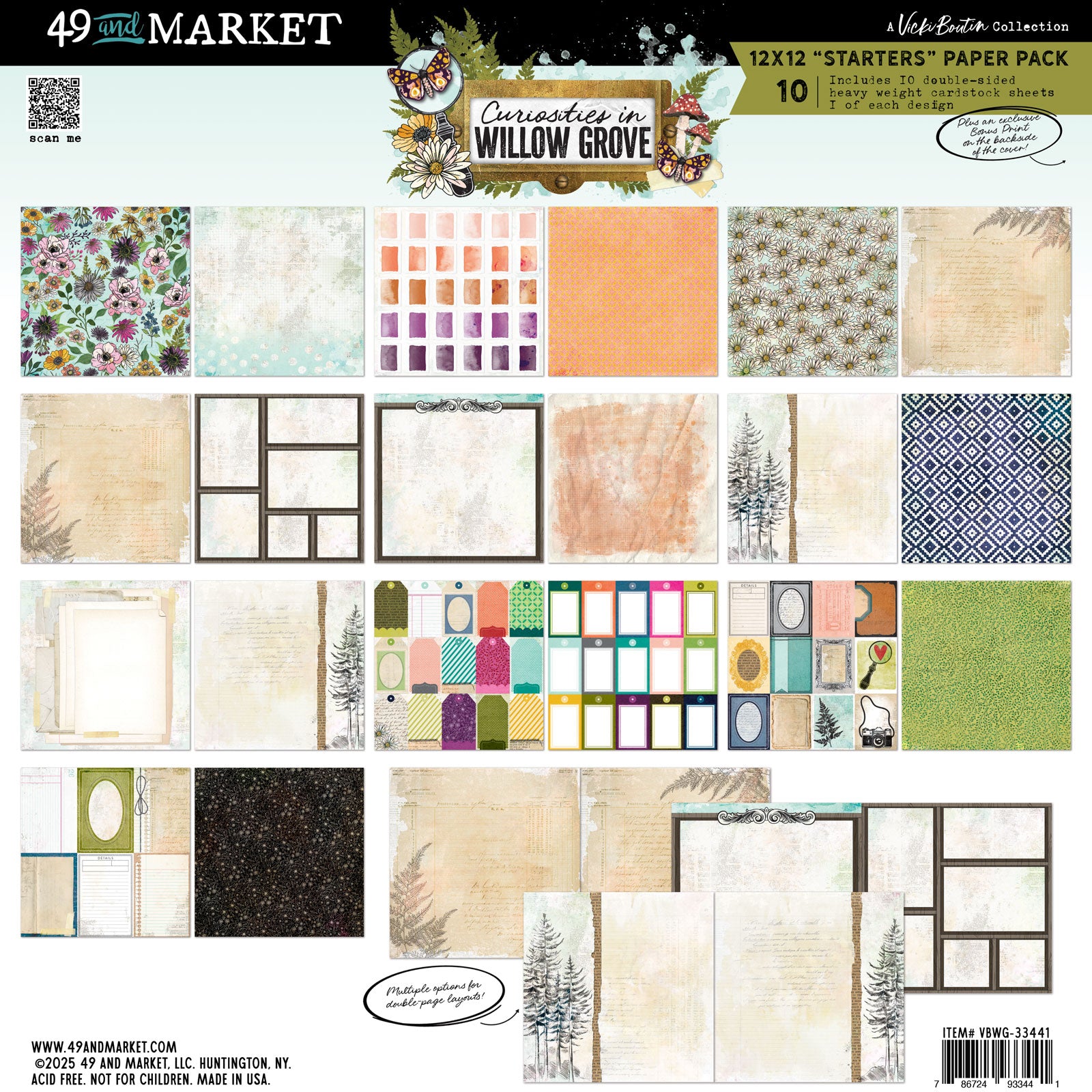 49 and Market Curiosities in Willow Grove 12 x 12 Starters Paper Pack vbwg-33441