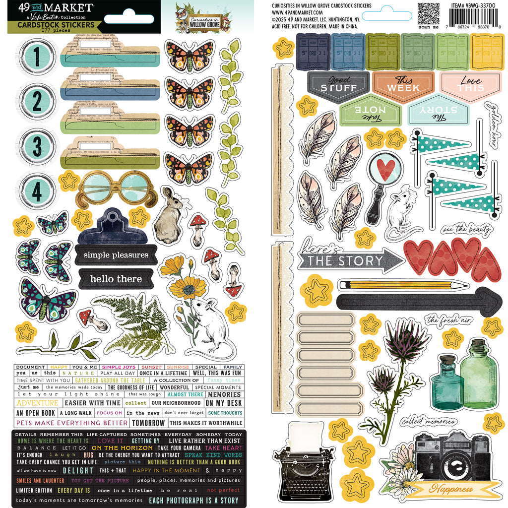49 and Market Curiosities in Willow Grove Cardstock Stickers vbwg-33700