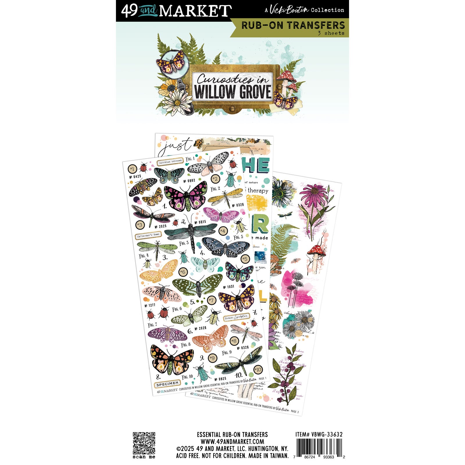 49 and Market Curiosities in Willow Grove Essential Rub-on Transfers vbwg-33632
