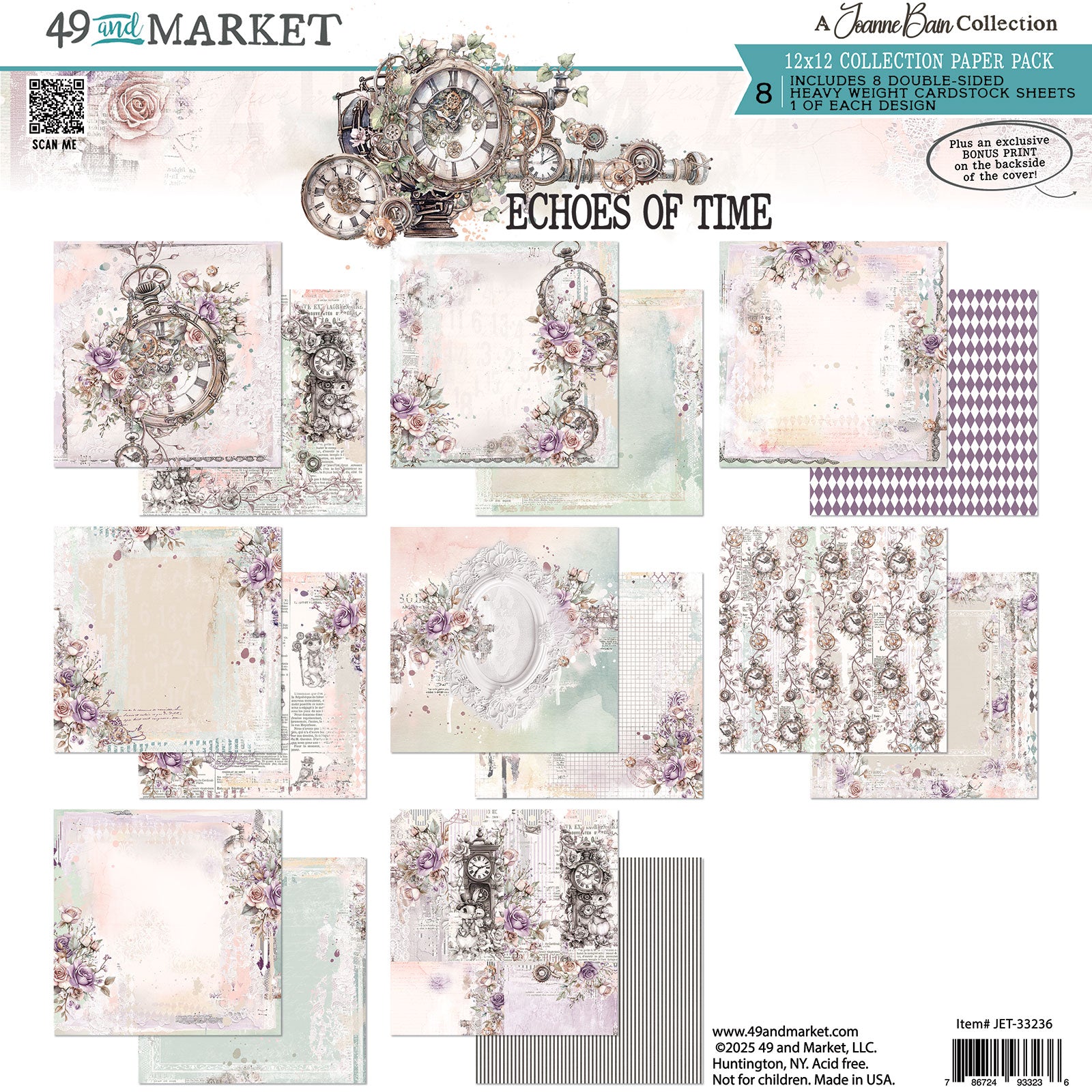 49 and Market Echoes of Time 12 x 12 inch Paper Pack jet-33236