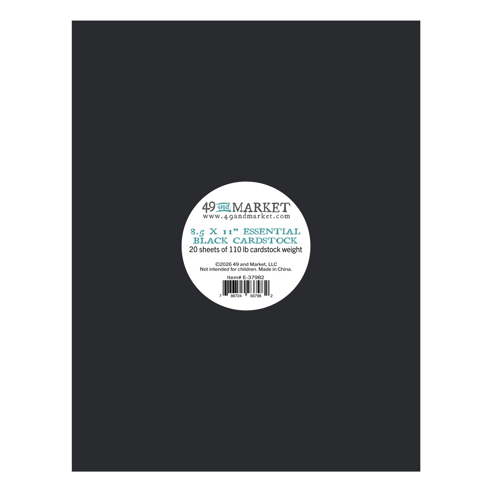 49 and Market Essential Black 8.5 x 11 inch Cardstock Pack e-37982