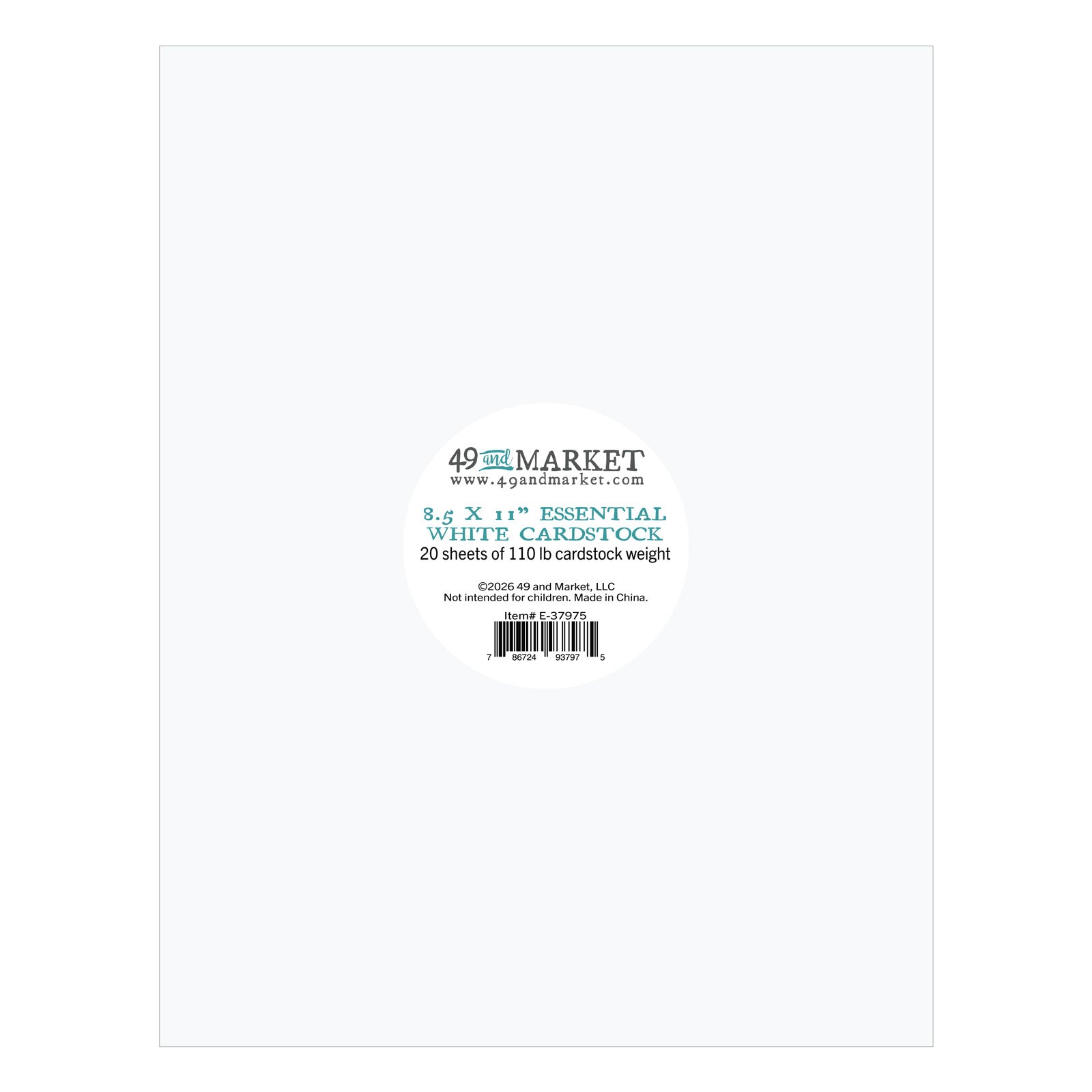 49 and Market Essential White 8.5 x 11 inch Cardstock Pack e-37975