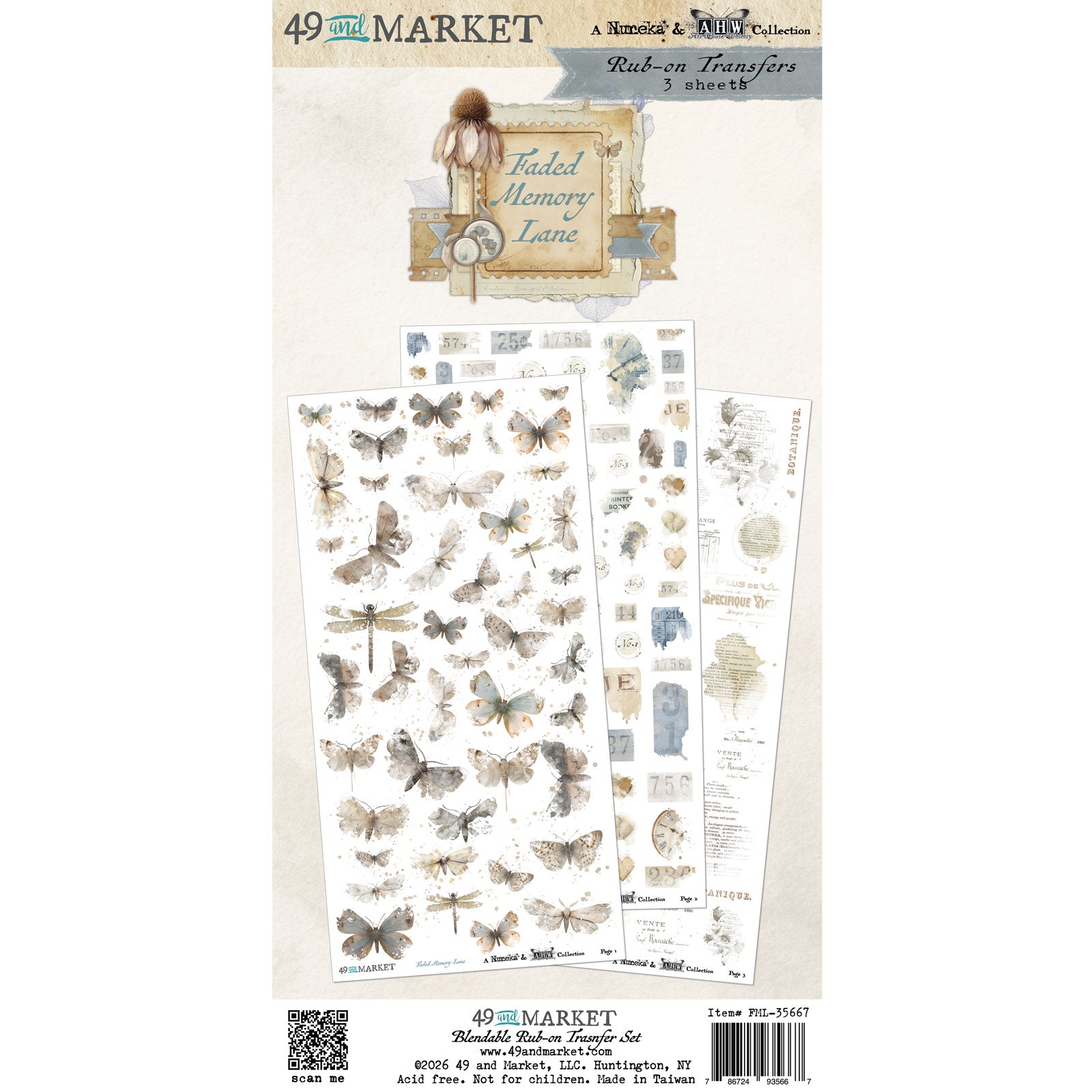49 and Market Faded Memory Lane Rub On Transfers fml-35667