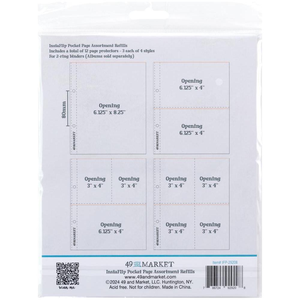 49 and Market InstaFlip Pocket Page Assortment Refills ifp-29208 measurements