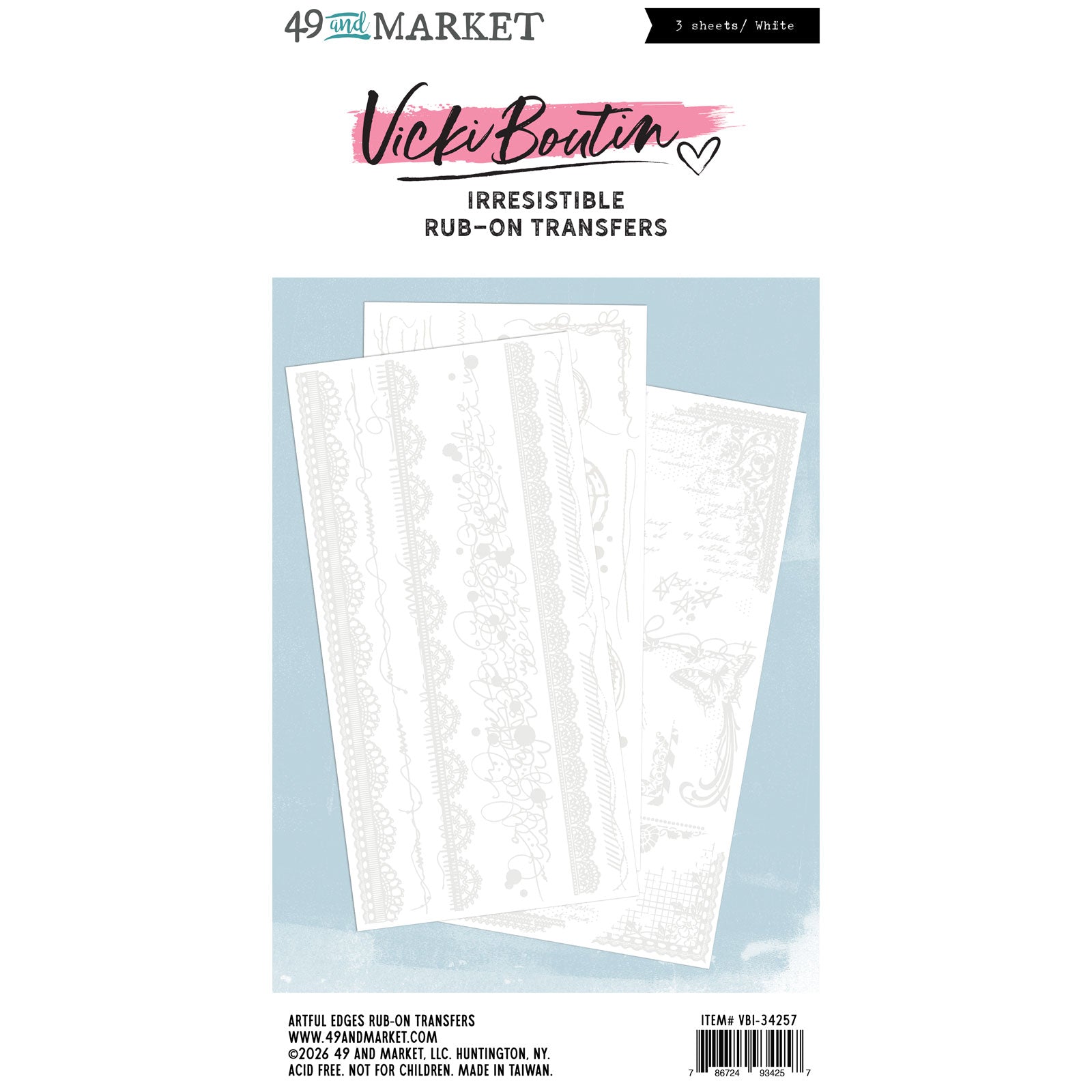 49 and Market Irresistible Artful Edges Rub-on Transfers vbi-34257