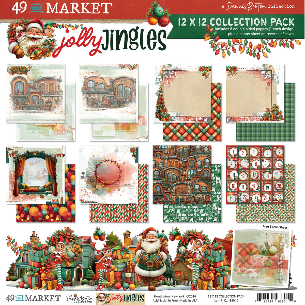 49 and Market Jolly Jingles 12 x 12 inch Paper Pack djj-38040