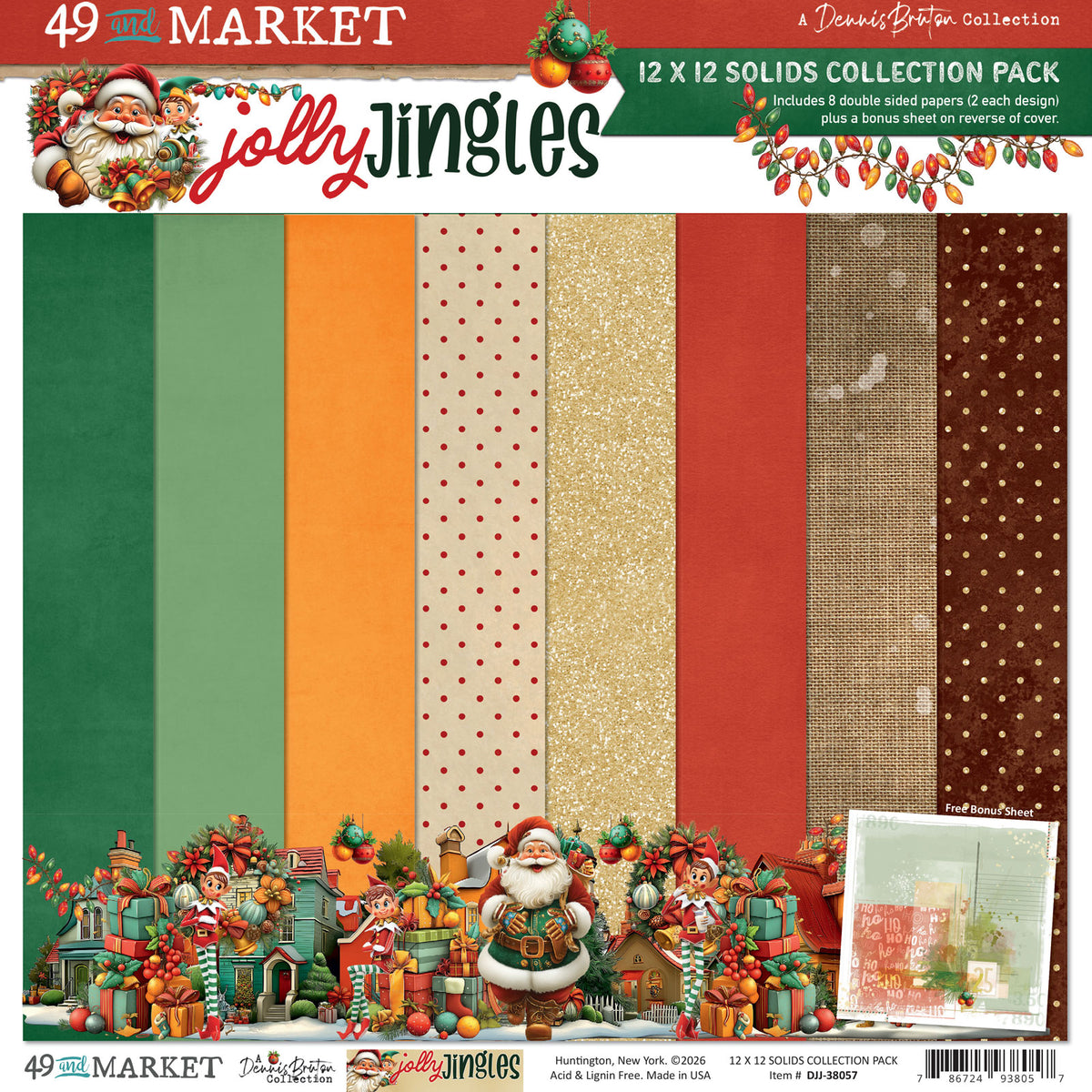 49 and Market Jolly Jingles Solids 12 x 12 inch Paper Pack djj-38057