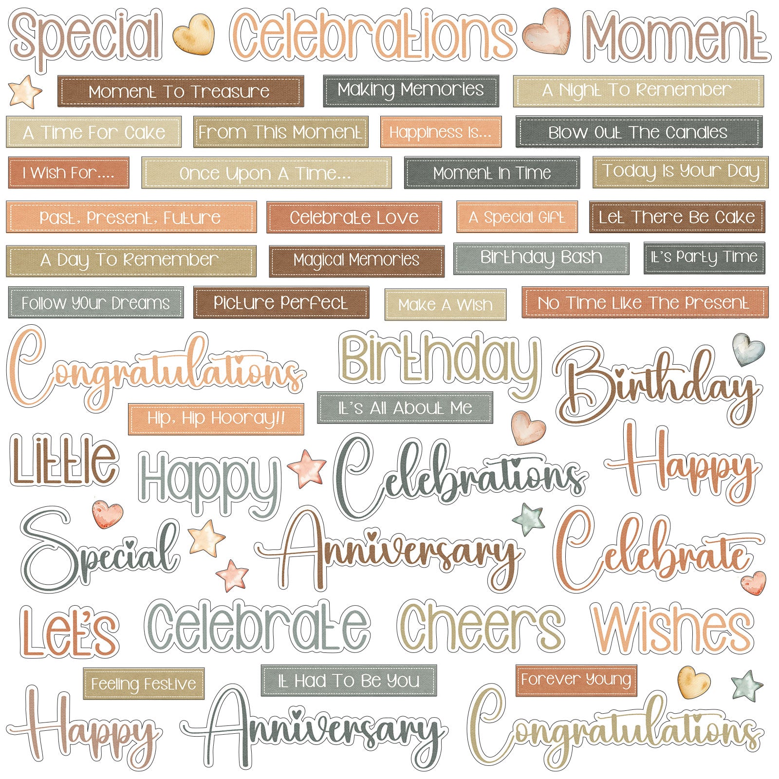 49 and Market Little Celebrations Chipboard Set jlc-31980 words