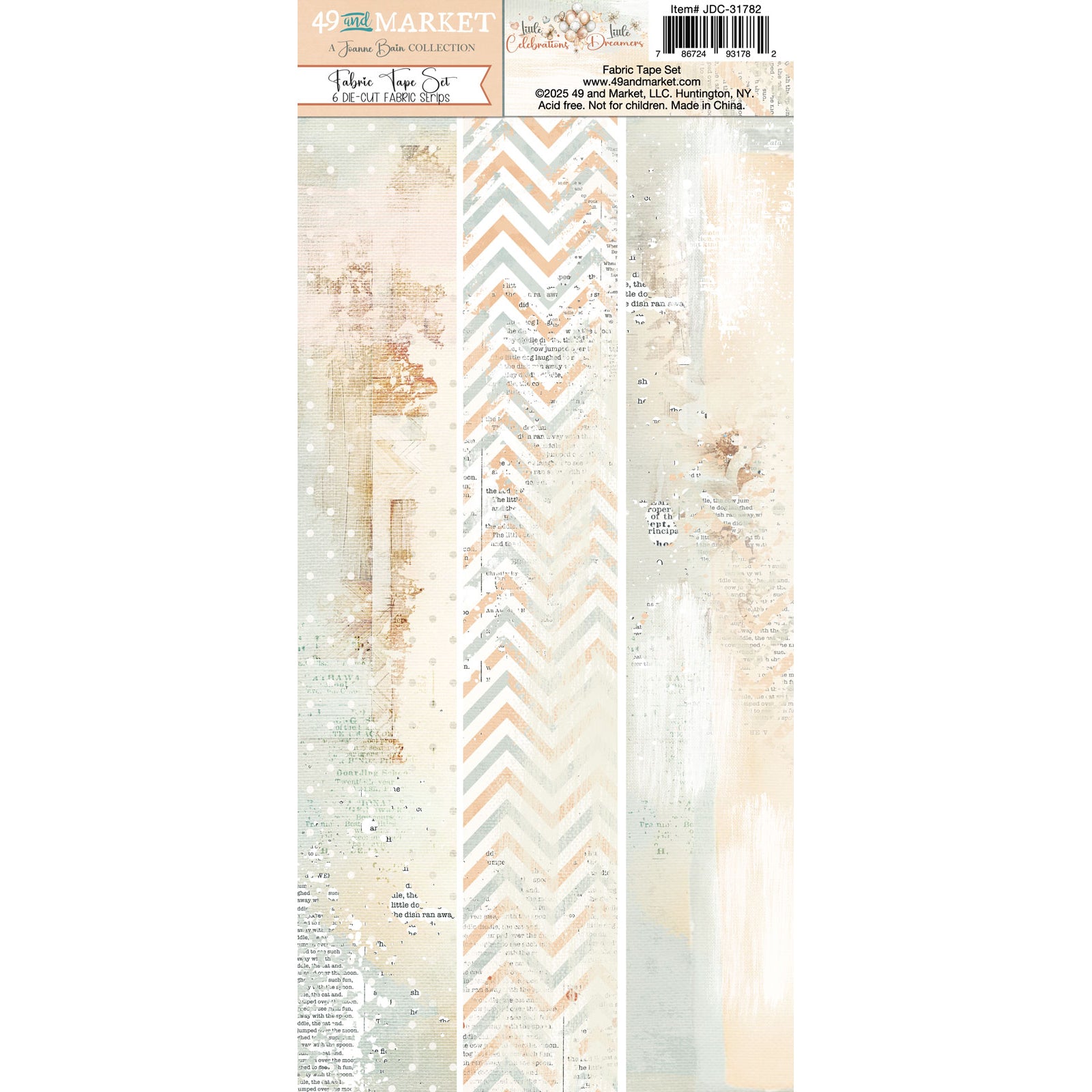 49 and Market Little Dreamer Little Celebration Fabric Tape Sheets jdc-31782