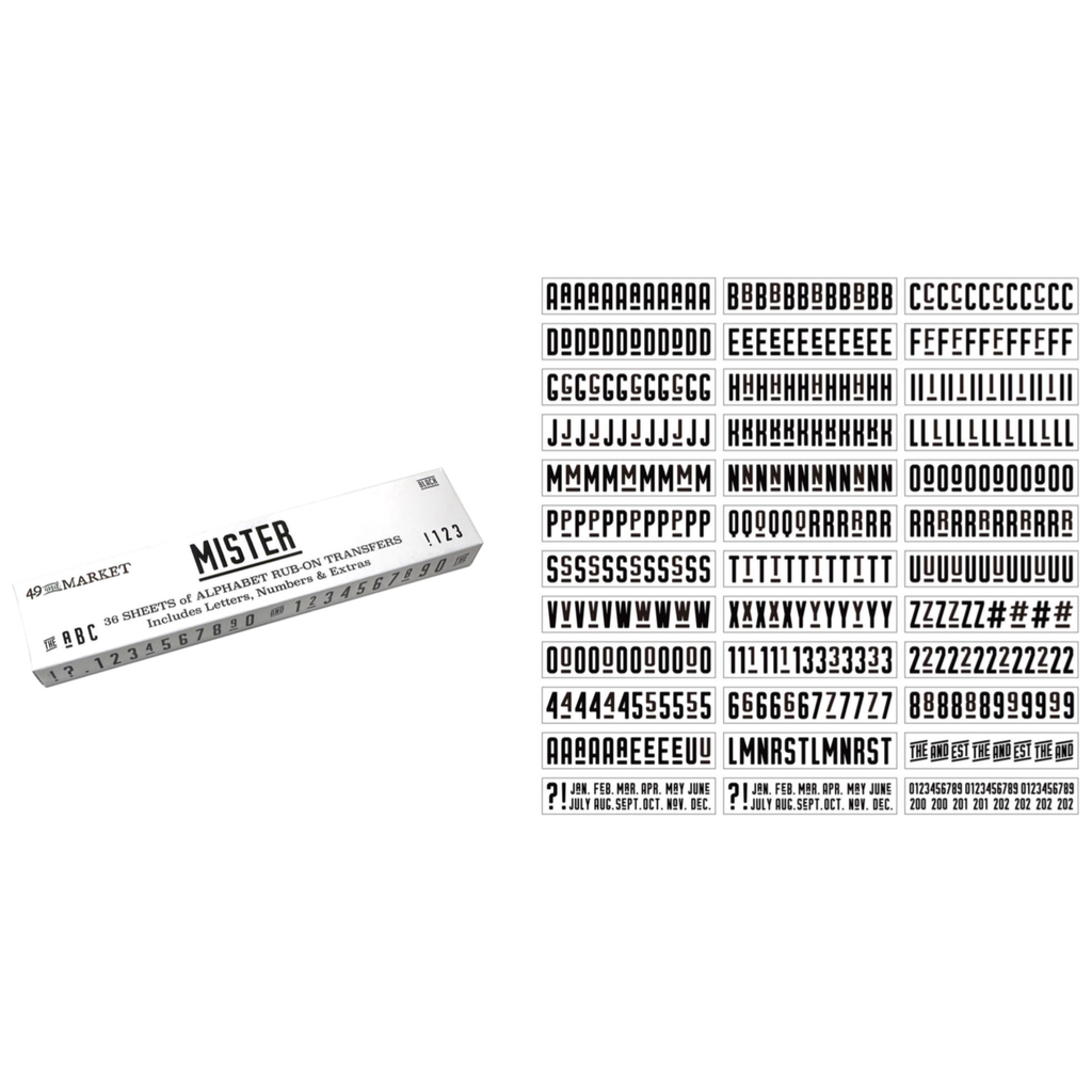 49 and Market Mister Alphabet Rub On Transfers aro-29178