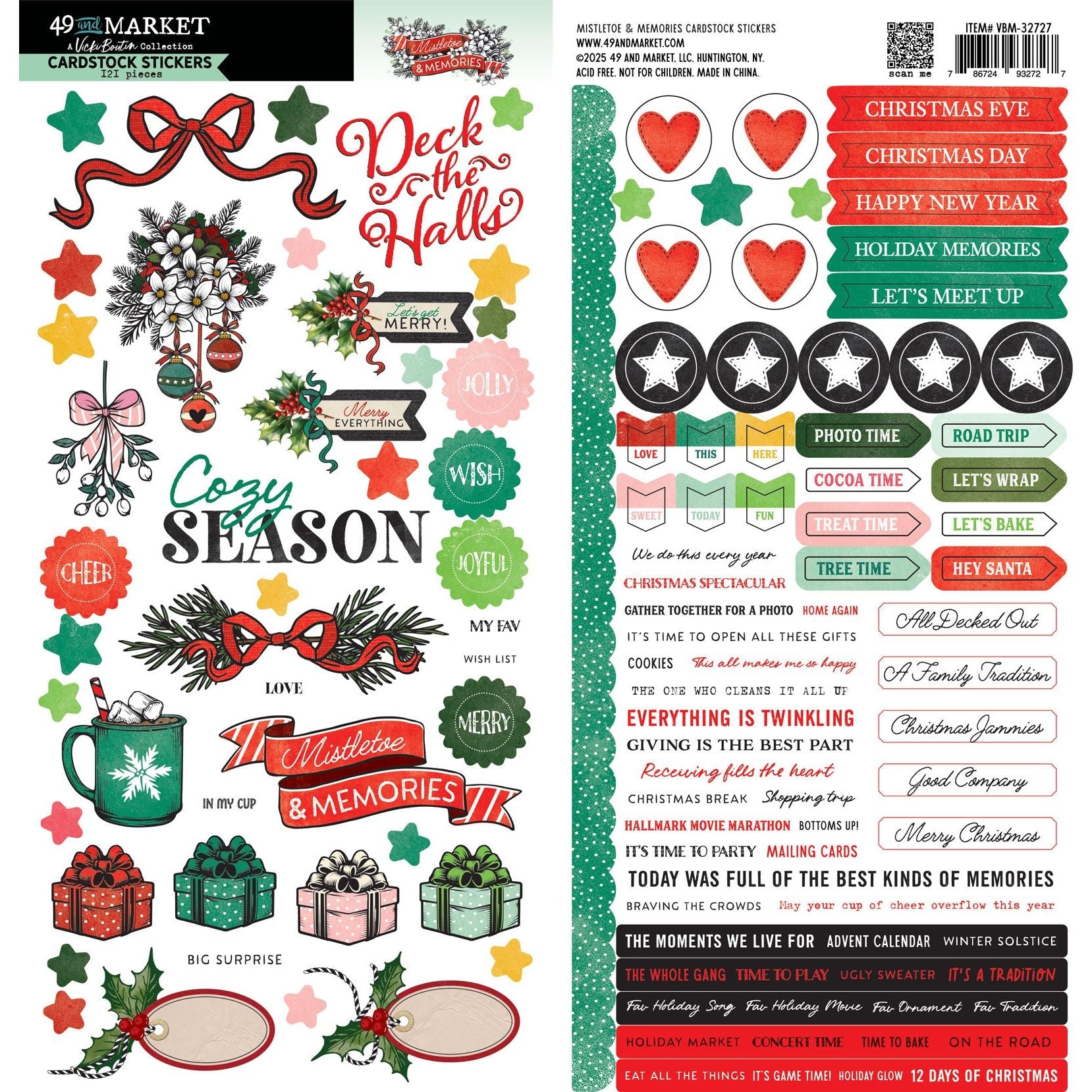 49 and Market Mistletoe and Memories Cardstock Stickers vbm-32727 product image