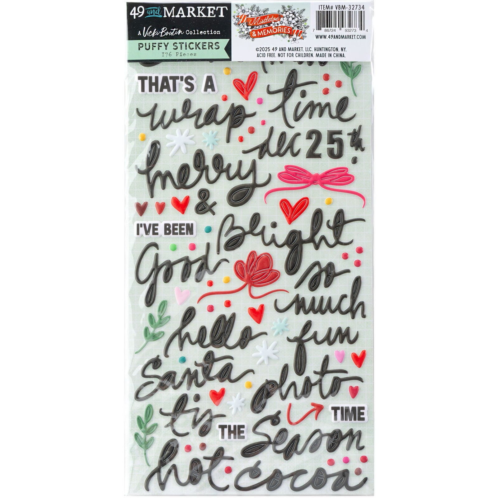 49 and Market Mistletoe and Memories Puffy Stickers vbm-32734