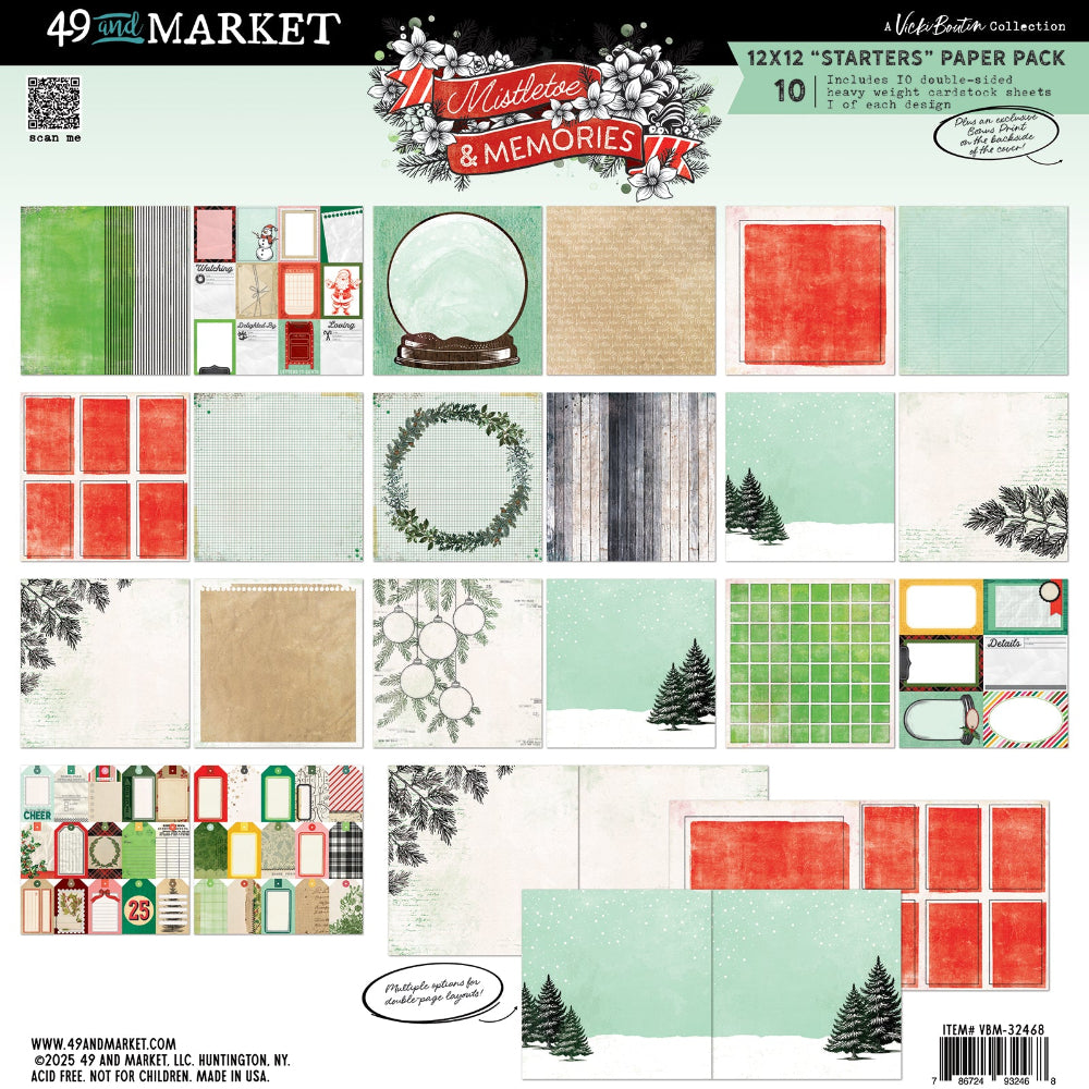 49 and Market Mistletoe and Memories Starters 12 x 12 inch Paper Pack vbm-32468