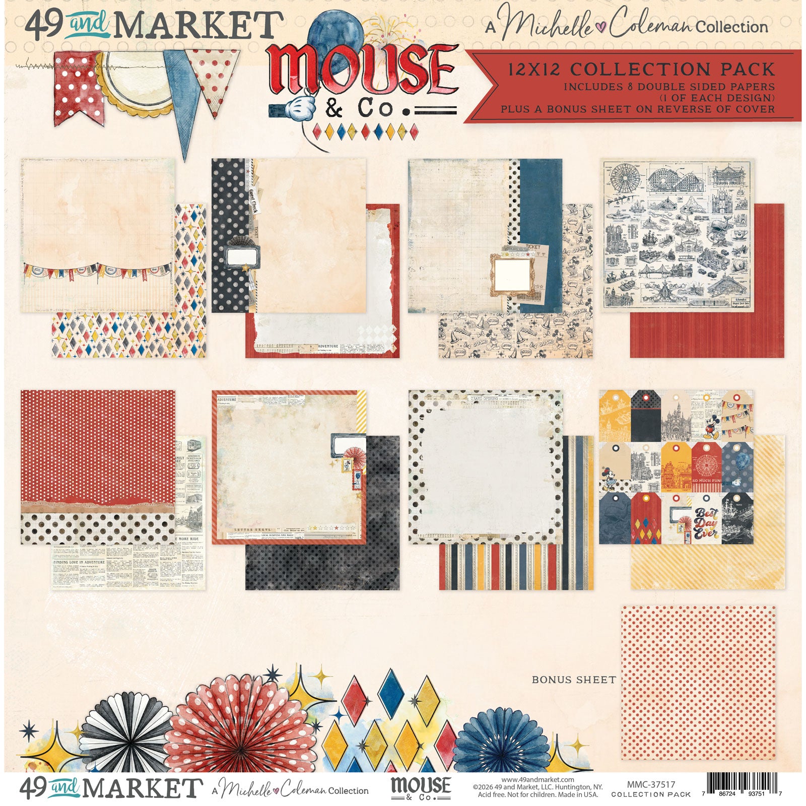 49 and Market Mouse and Co. 12 x 12 inch Paper Pack mmc-37517