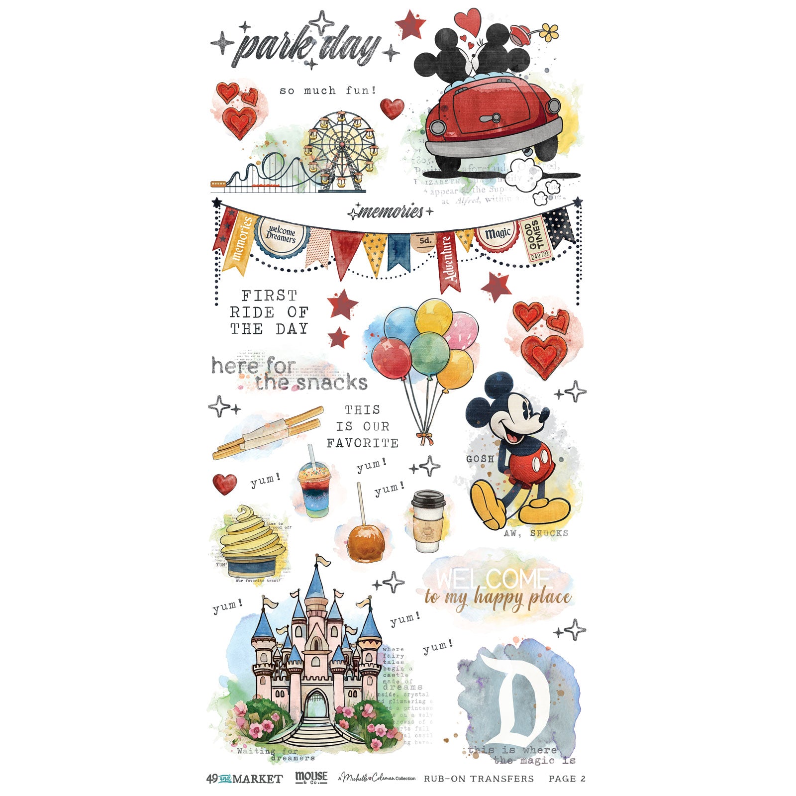 49 and Market Mouse and Co. 6 x12 Essential Rub-on Transfers mmc-37661 product image 1