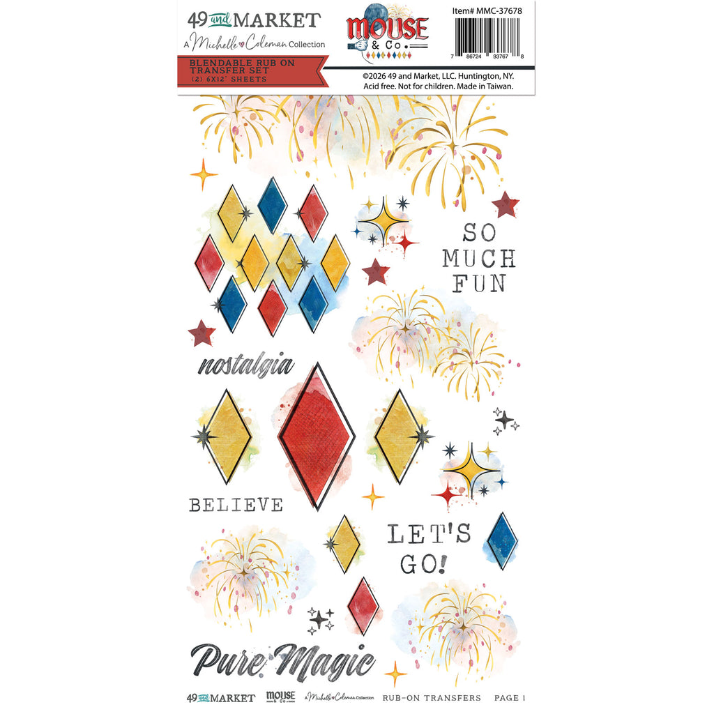 49 and Market Mouse and Co. Blendable Rub-on Transfers mmc-37678
