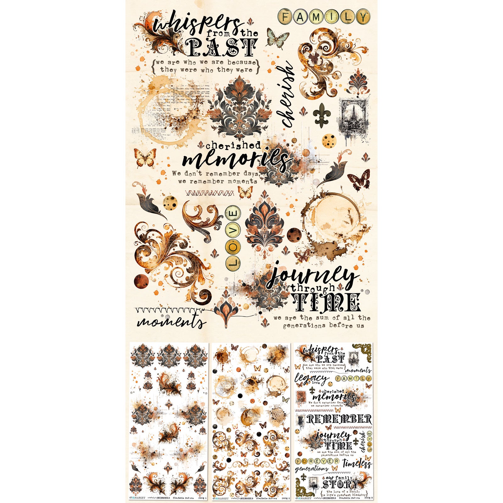49 and Market Nostalgic Memories 6 x12 Blendable Rub-on Transfer Sheets dnm-33953 image 1