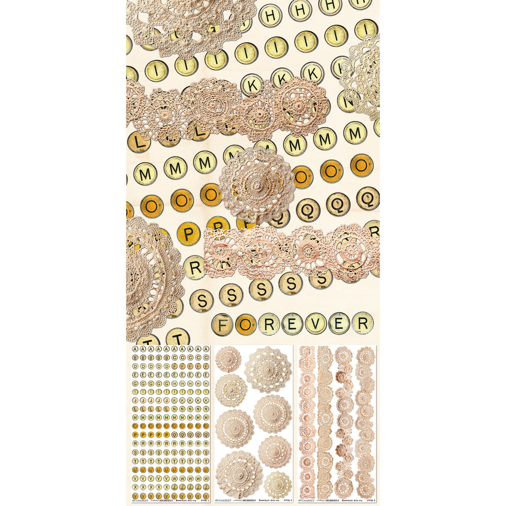 49 and Market Nostalgic Memories 6 x 12 Essentials Rub-on Transfer Sheets dnm-34011 image 1