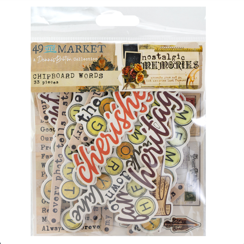 49 and Market Nostalgic Memories Chipboard Words dnm-33991