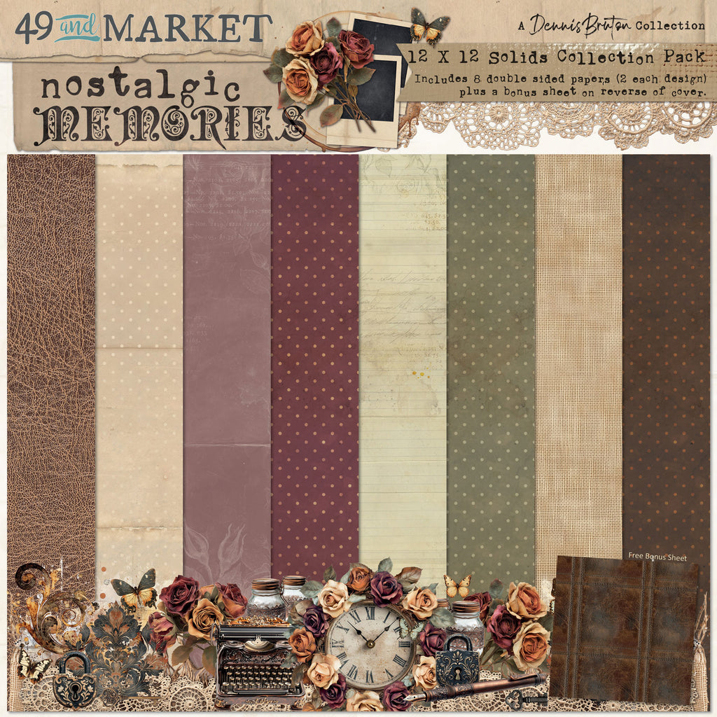 49 and Market Nostalgic Memories Solids 12 x 12 inch Paper Pack dnm-33816