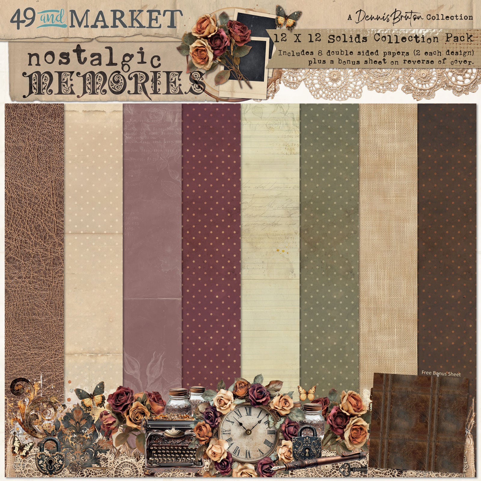 49 and Market Nostalgic Memories Solids 12 x 12 inch Paper Pack dnm-33816