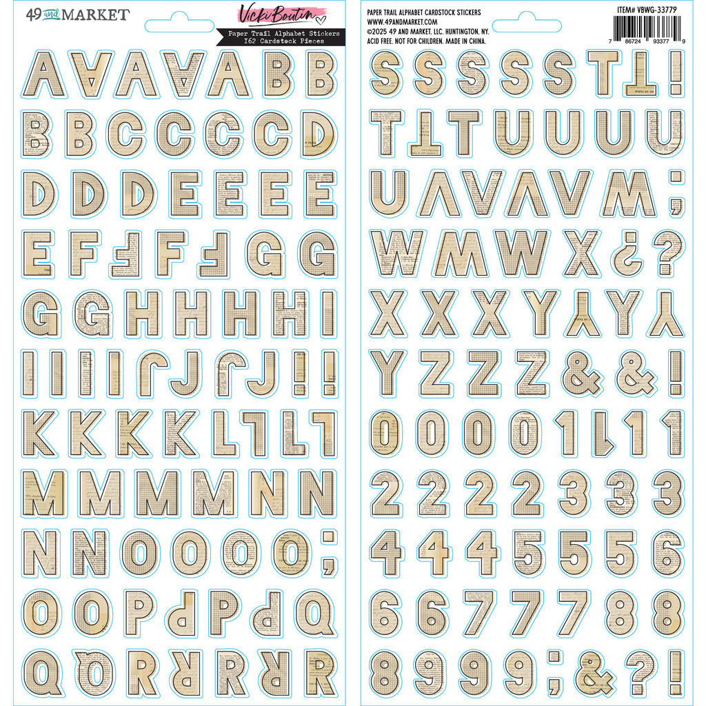 49 and Market Paper Trail Alphabet Cardstock Sticker Sheet vbwg-33779