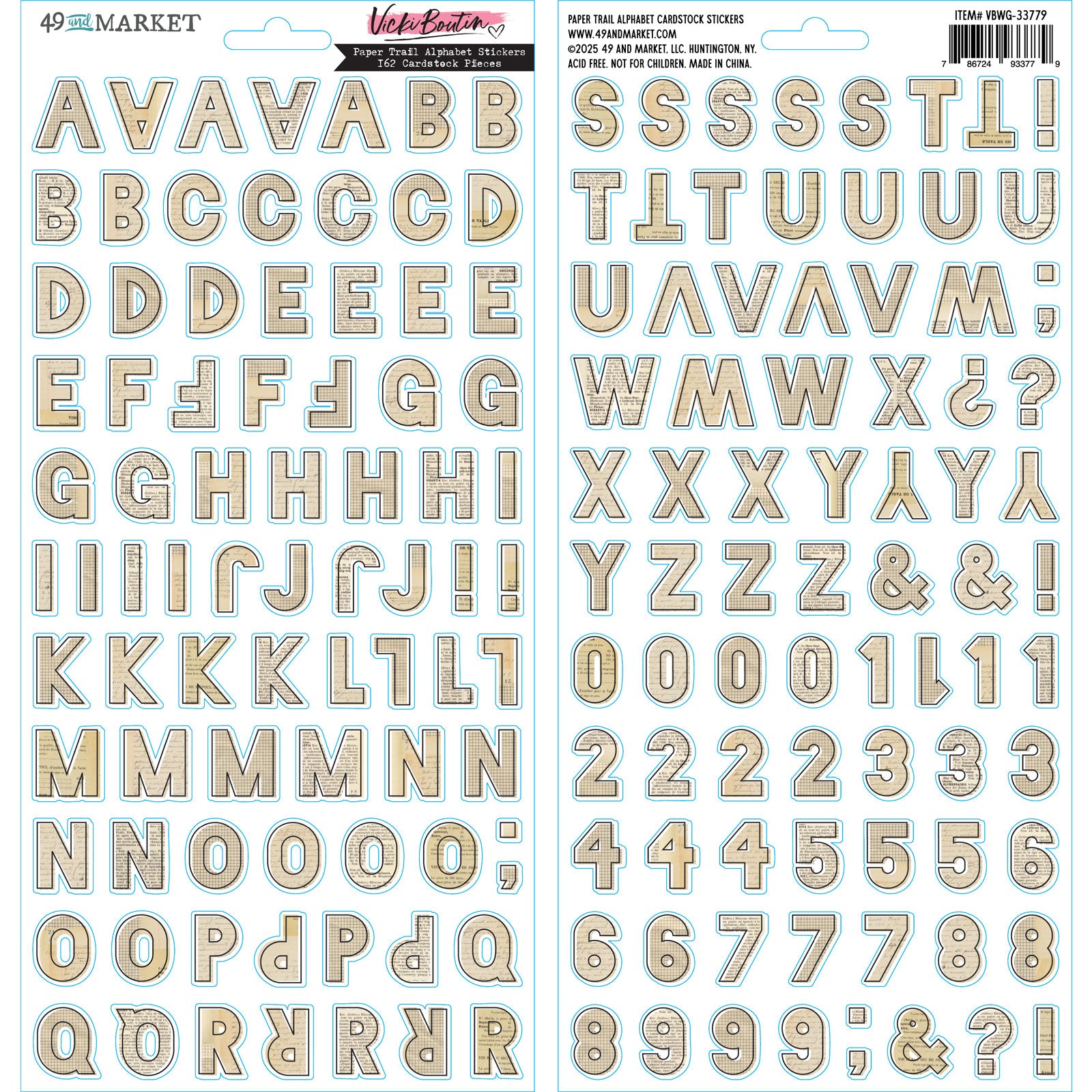 49 and Market Paper Trail Alphabet Cardstock Sticker Sheet vbwg-33779