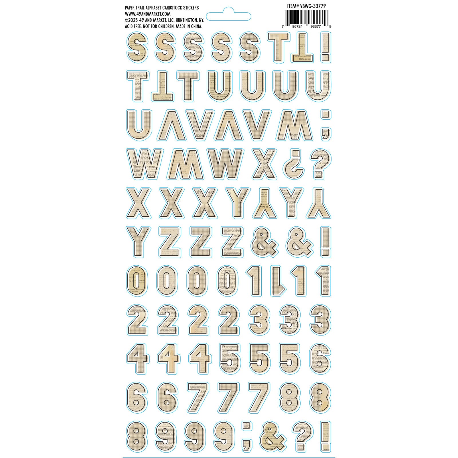 49 and Market Paper Trail Alphabet Cardstock Sticker Sheet vbwg-33779 image 2