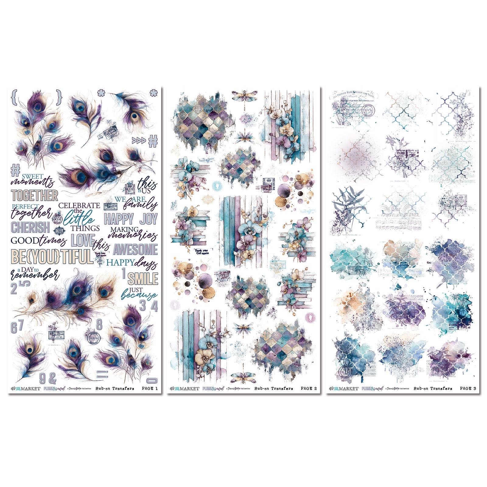 49 and Market Plume and Petal 6 x 12 inch Blendable Rub-on Transfers dpp-35209 image 2
