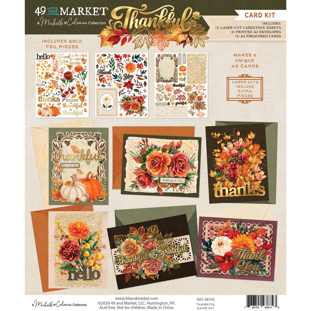 49 and Market Thankful Card Kit with Gold Foil aio-38743