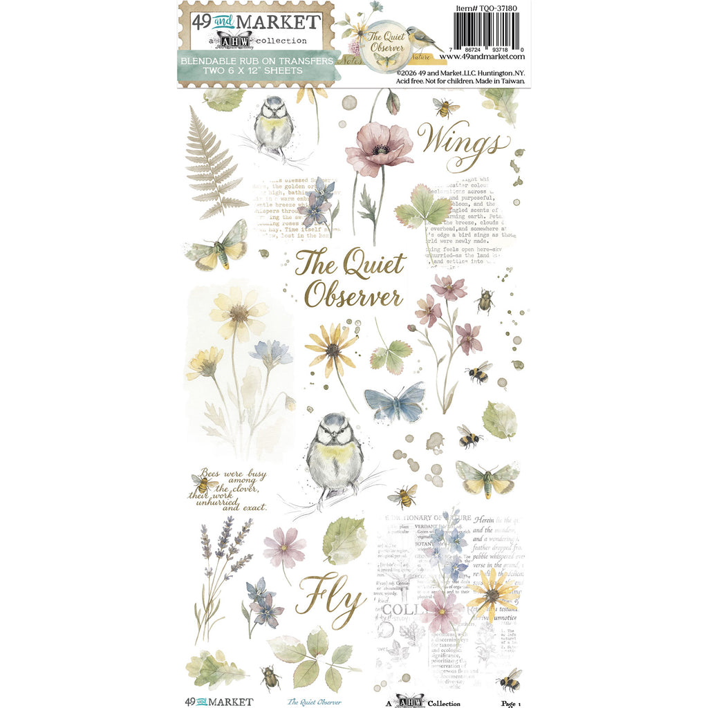 49 and Market The Quiet Observer 6 x12 inch Blendable Rub-on Transfers tqo-37180