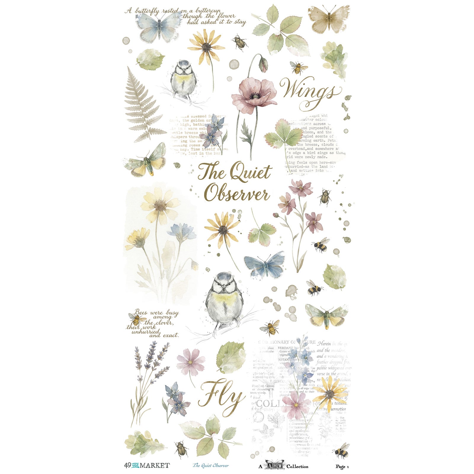 49 and Market The Quiet Observer 6 x12 inch Blendable Rub-on Transfers tqo-37180 product image 1