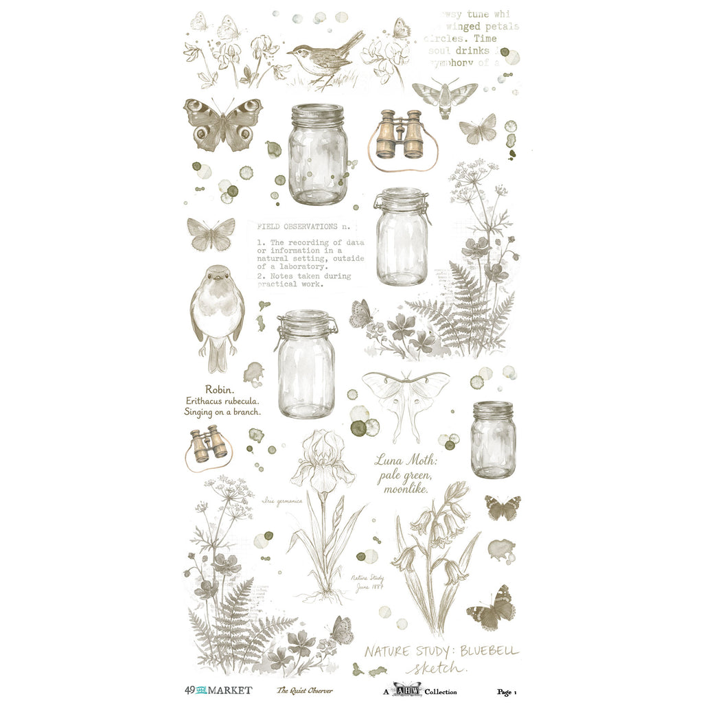 49 and Market The Quiet Observer 6 x 12 inch Essential Rub-on Transfers tqo-37173 product image 1