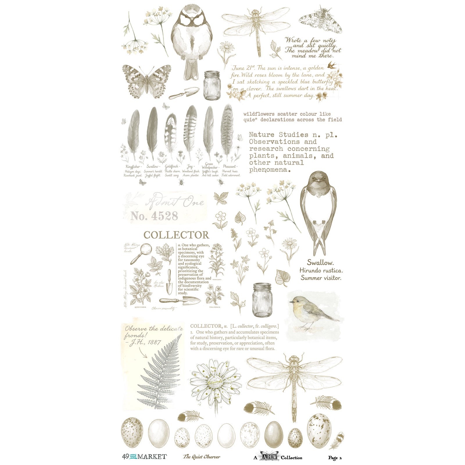 49 and Market The Quiet Observer 6 x 12 inch Essential Rub-on Transfers tqo-37173 product image 2