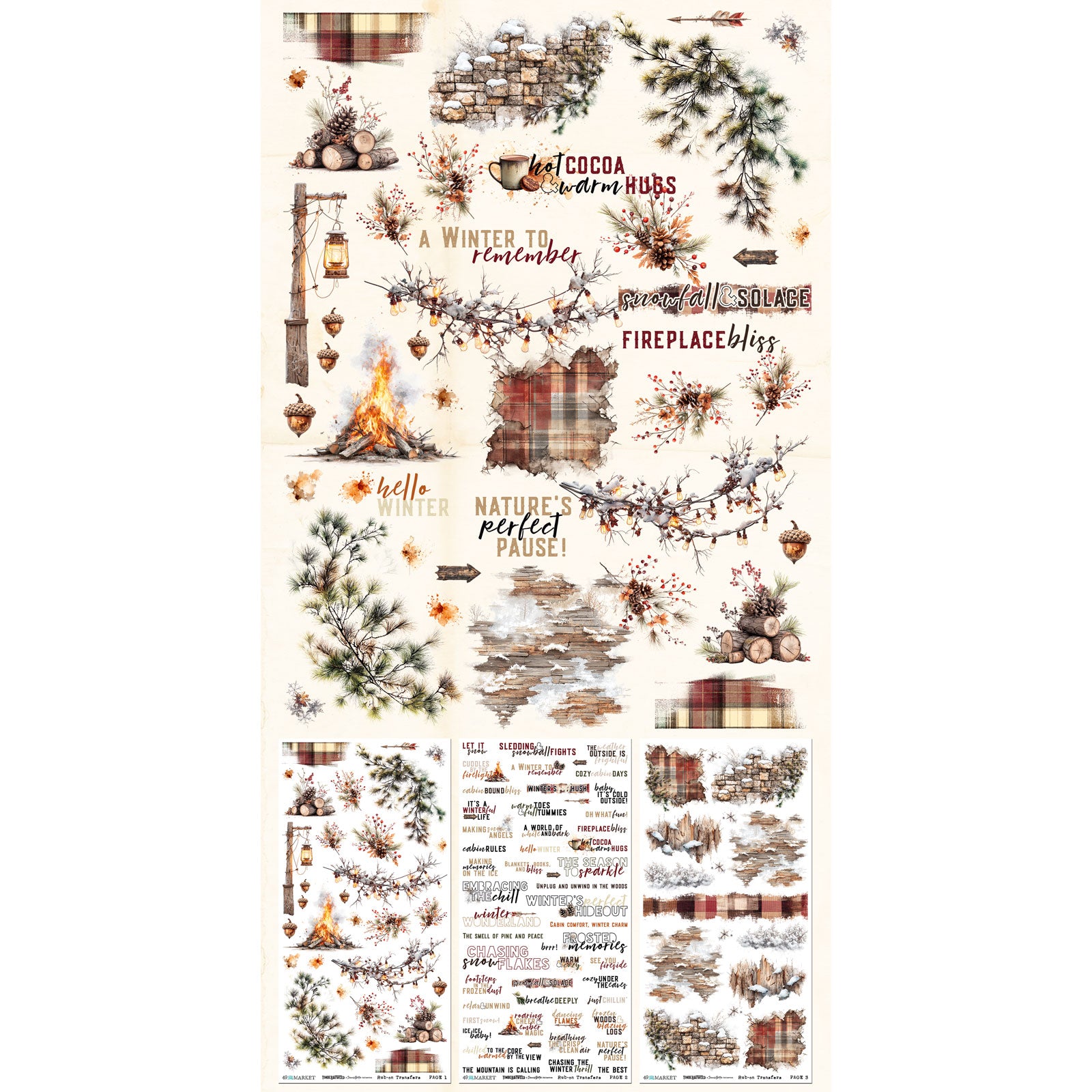 49 and Market Timber and Tweed Essential Rub-on Transfers dtt-34745 image 1