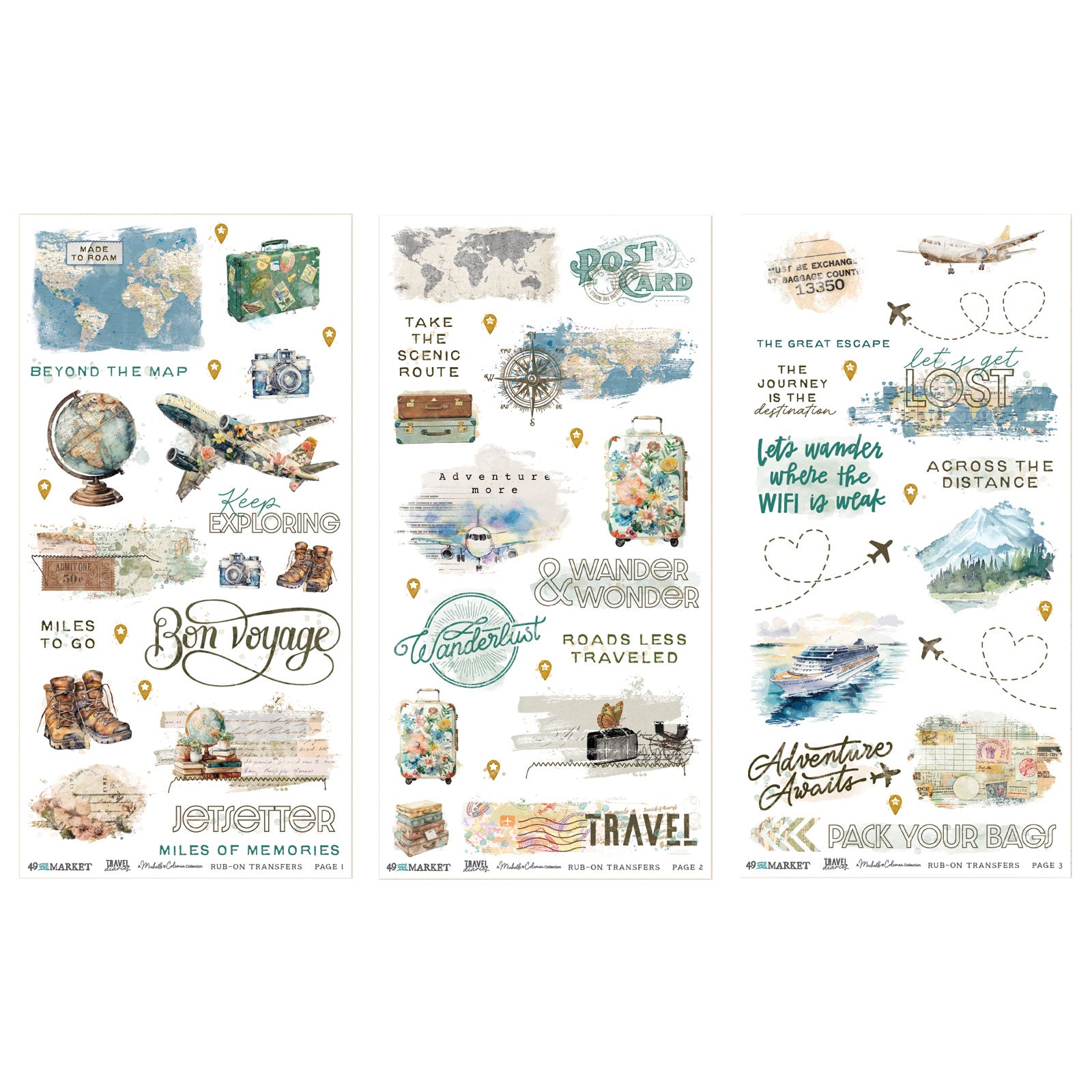 49 and Market Travel Diaries Blendable Rub-on Transfer Sheets mtd-35896 image 2