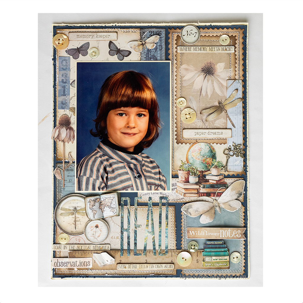 49 and Market Travel Diaries Laser Cut Elements mtd-35902 dragonflies butterflies scrapbook page | color-code:ALT01