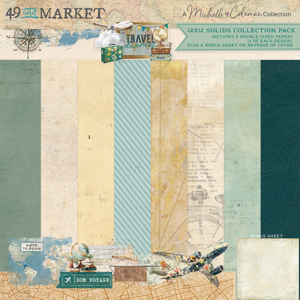 49 and Market Travel Diaries Solids 12 x12 inch Paper Pack mtd-35759
