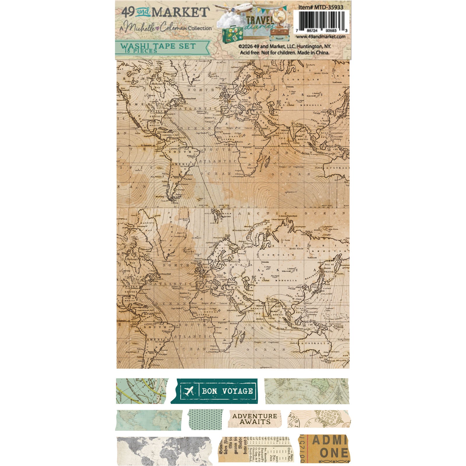 49 and Market Travel Diaries Washi Sheets mtd-35933
