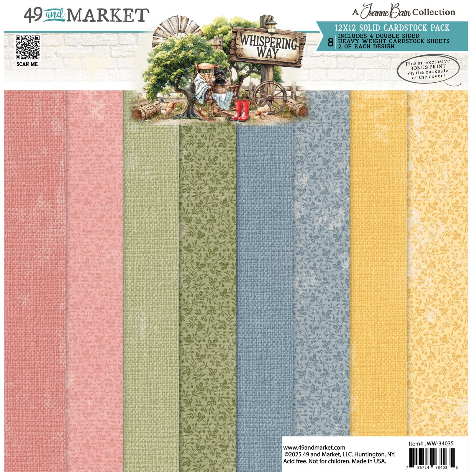 49 and Market Whispering Way Solids 12 x 12 Paper Pack jww-34035