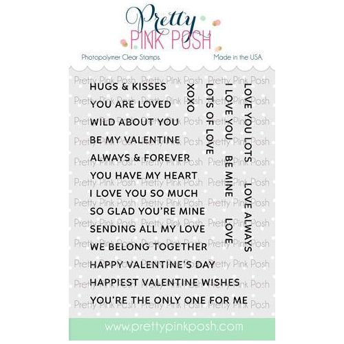 Pretty Pink Posh Sentiment Strips Valentines Clear Stamps