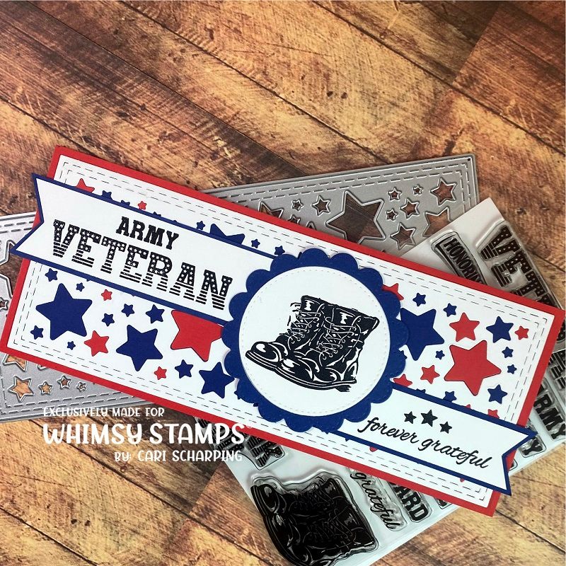 Whimsy Stamps Military Honoring All Clear Stamps CWSD447 Army