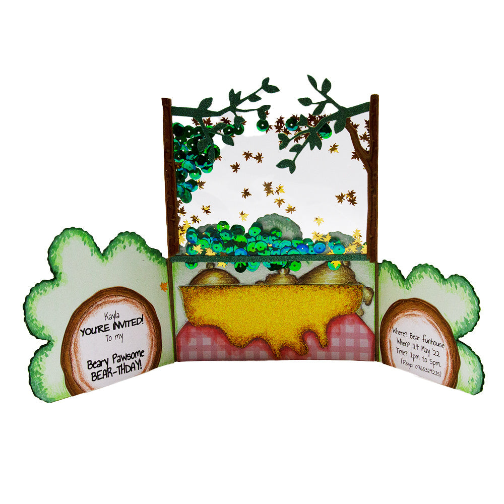 Tonic Hungry Honey Bears Stamp And Die Set sc20 invitation card