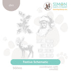 festive schematic dies set reindeer santa claus head holly branch
