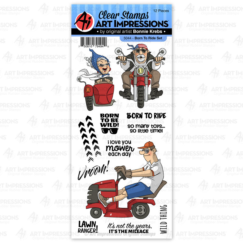 Art Impressions BORN TO RIDE Clear Stamps 5044
