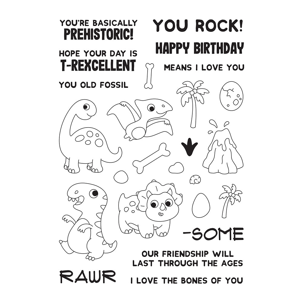 Tonic Rawr-Some Dinosaurs Stamp And Die Set sc25 drawing