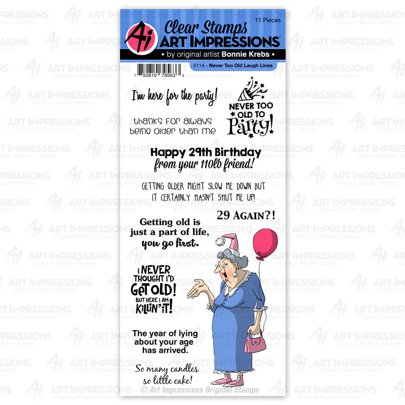 Art Impressions NEVER TOO OLD LAUGH LINES Clear Stamps 5114