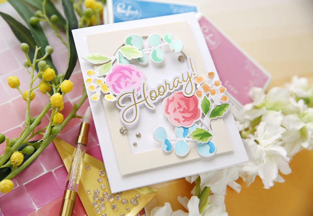 PinkFresh Studio 1/2 inch Blending Brush Set pf105es Minimalist Hooray Card | color-code:ALT01